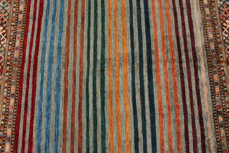 9x12 Brown and Multicolor Tribal Rug