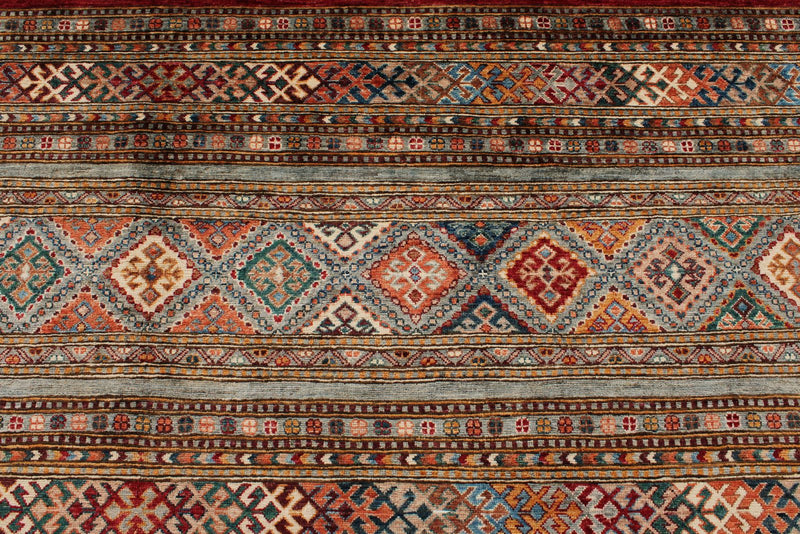 9x12 Brown and Multicolor Tribal Rug