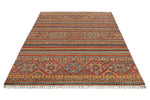 6x9 Brown and Multicolor Tribal Rug