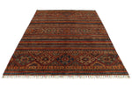 6x9 Brown and Multicolor Tribal Rug