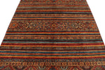 6x9 Brown and Multicolor Tribal Rug