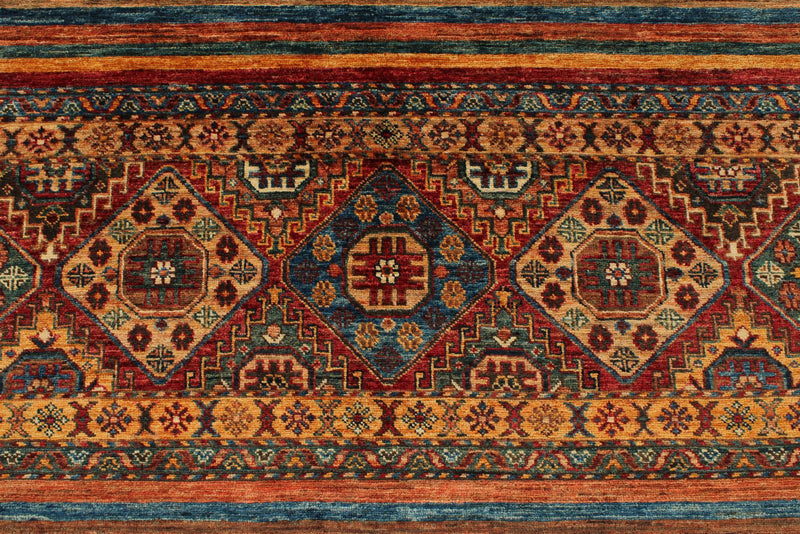 6x9 Brown and Multicolor Tribal Rug