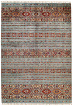 6x8 Gray and Multicolor Tribal Rug