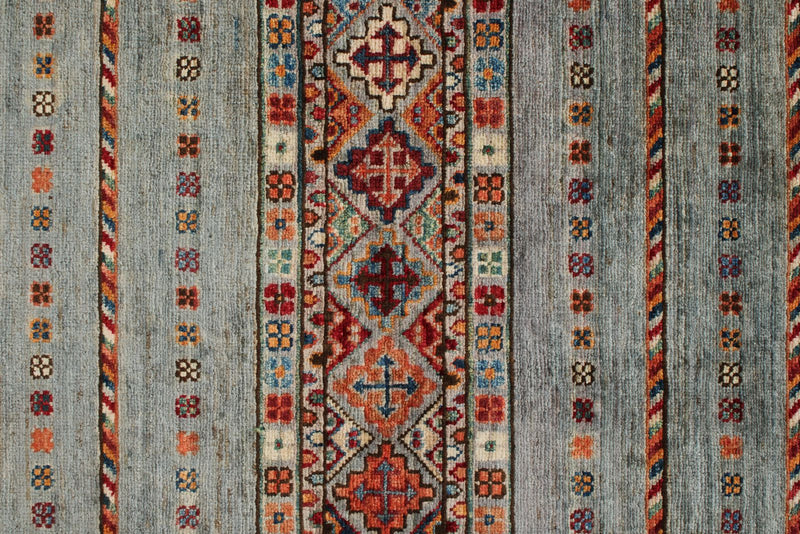 6x8 Gray and Multicolor Tribal Rug