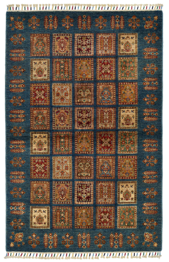 4x6 Multicolor and Navy Anatolian Traditional Rug