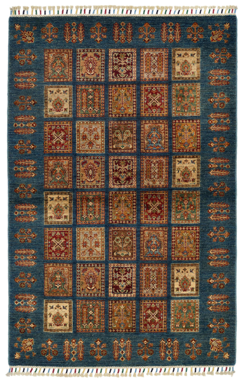 4x6 Multicolor and Navy Anatolian Traditional Rug