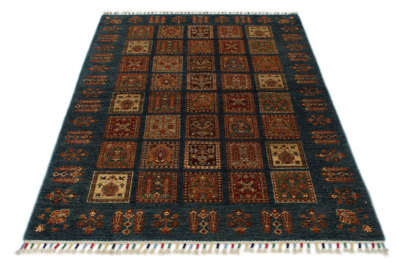 4x6 Multicolor and Navy Anatolian Traditional Rug