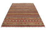 6x9 Brown and Multicolor Tribal Rug