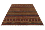 6x9 Brown and Multicolor Tribal Rug