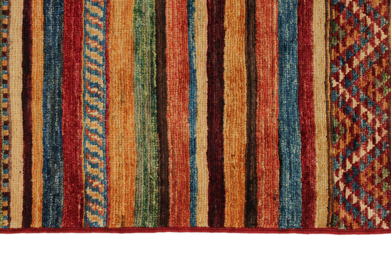 6x9 Brown and Multicolor Tribal Rug