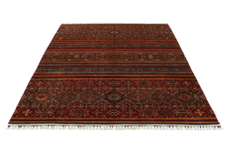 6x8 Brown and Multicolor Tribal Rug
