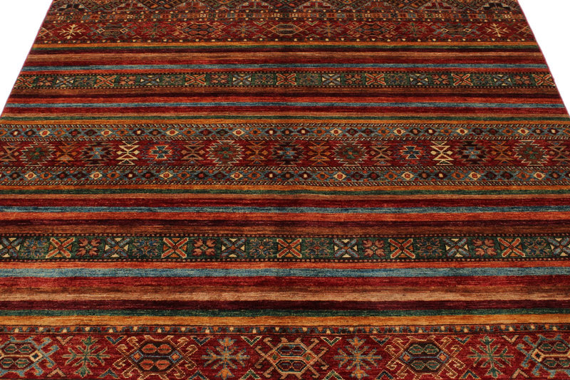 6x8 Brown and Multicolor Tribal Rug
