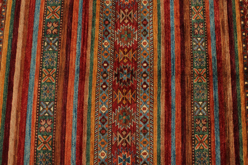 6x8 Brown and Multicolor Tribal Rug