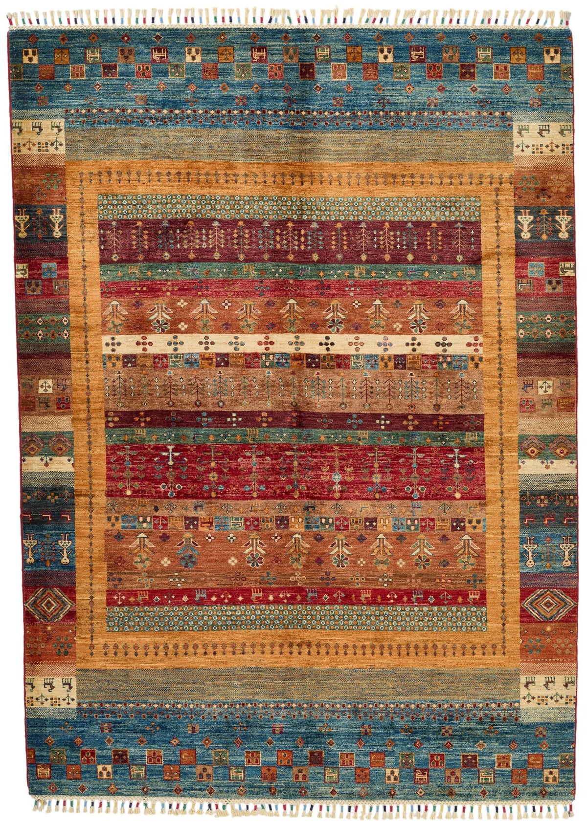 6x8 Red and Multicolor Anatolian Traditional Rug