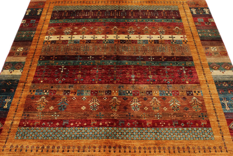 6x8 Red and Multicolor Anatolian Traditional Rug