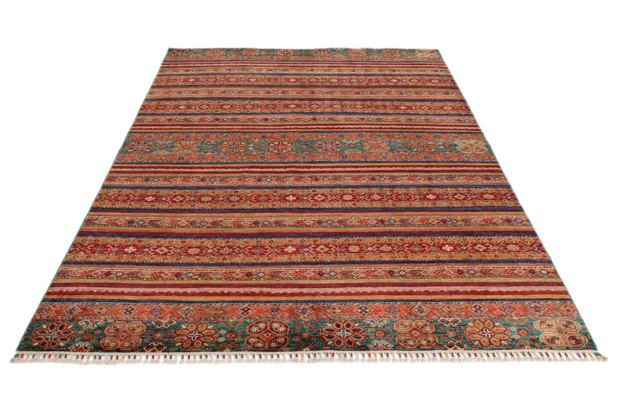 6x9 Brown and Multicolor Tribal Rug