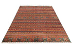 6x9 Brown and Multicolor Tribal Rug