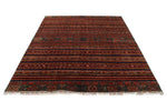 6x9 Brown and Multicolor Tribal Rug