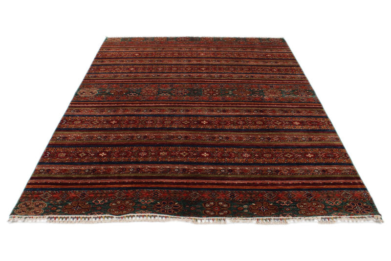 6x9 Brown and Multicolor Tribal Rug