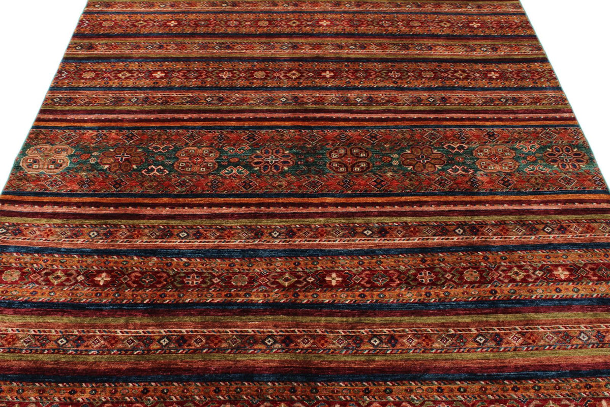 6x9 Brown and Multicolor Tribal Rug