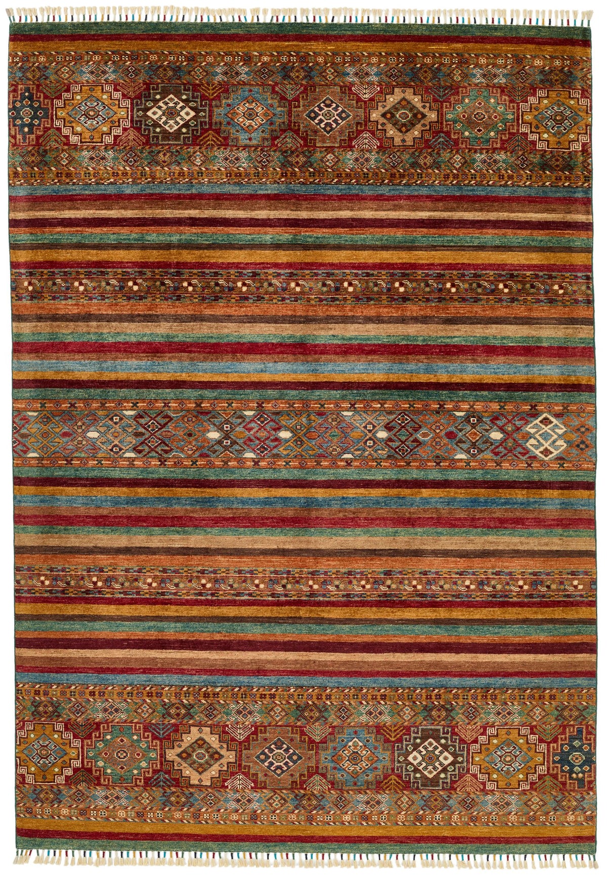 6x8 Brown and Multicolor Tribal Rug