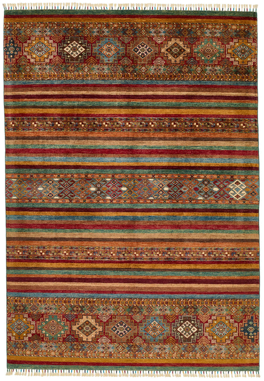 6x8 Brown and Multicolor Tribal Rug