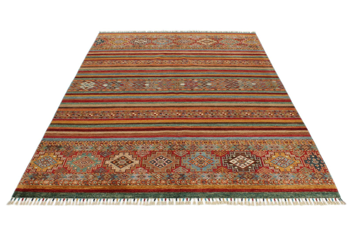 6x8 Brown and Multicolor Tribal Rug