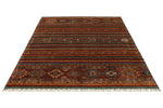 6x8 Brown and Multicolor Tribal Rug