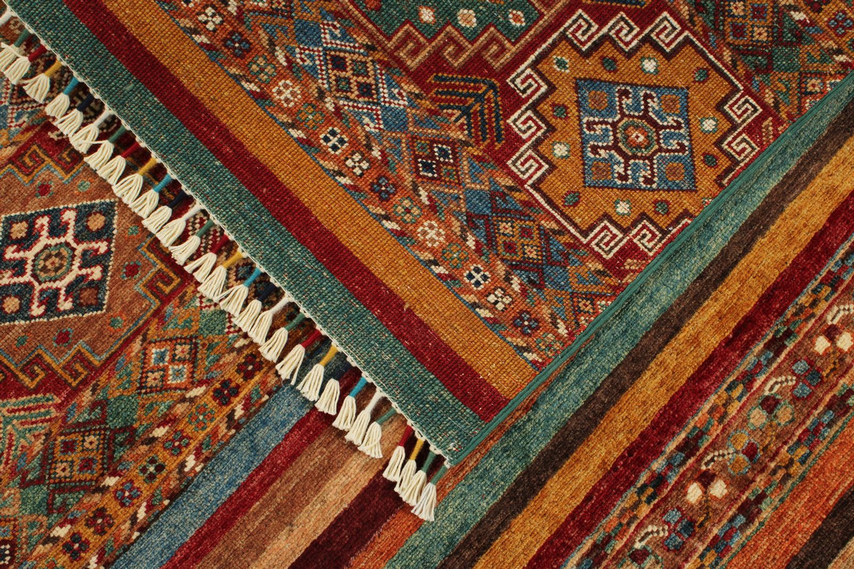 6x8 Brown and Multicolor Tribal Rug