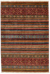 6x9 Brown and Multicolor Tribal Rug