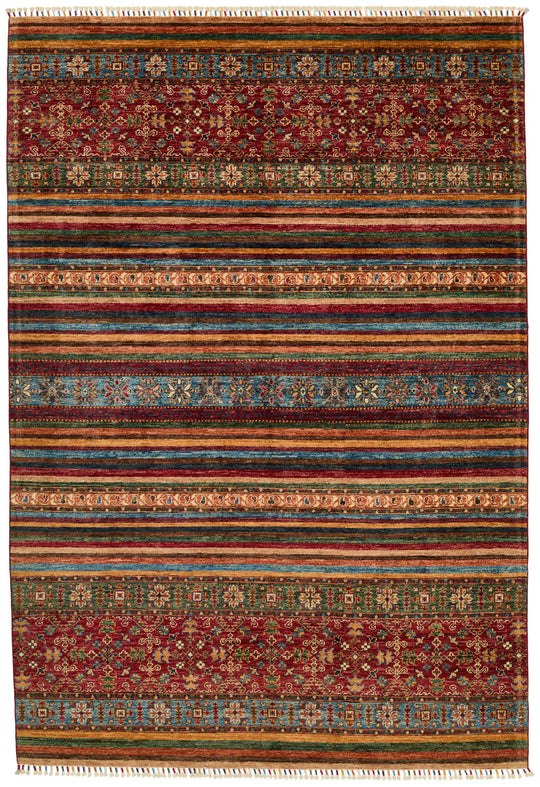 6x9 Brown and Multicolor Tribal Rug