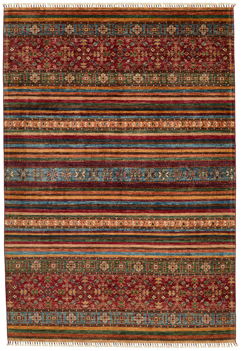 6x9 Brown and Multicolor Tribal Rug