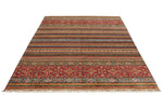 6x9 Brown and Multicolor Tribal Rug