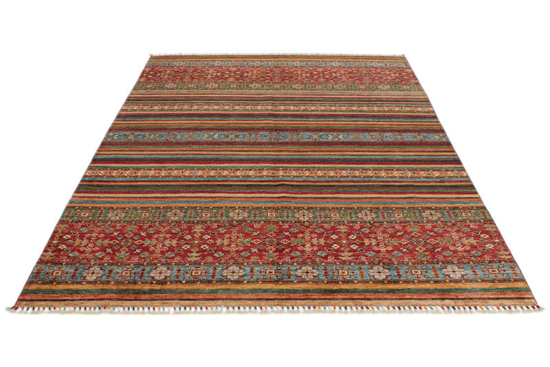 6x9 Brown and Multicolor Tribal Rug