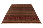 6x9 Brown and Multicolor Tribal Rug