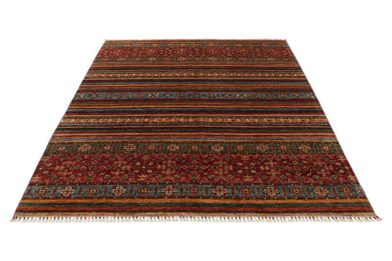 6x9 Brown and Multicolor Tribal Rug