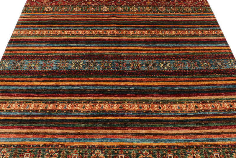 6x9 Brown and Multicolor Tribal Rug