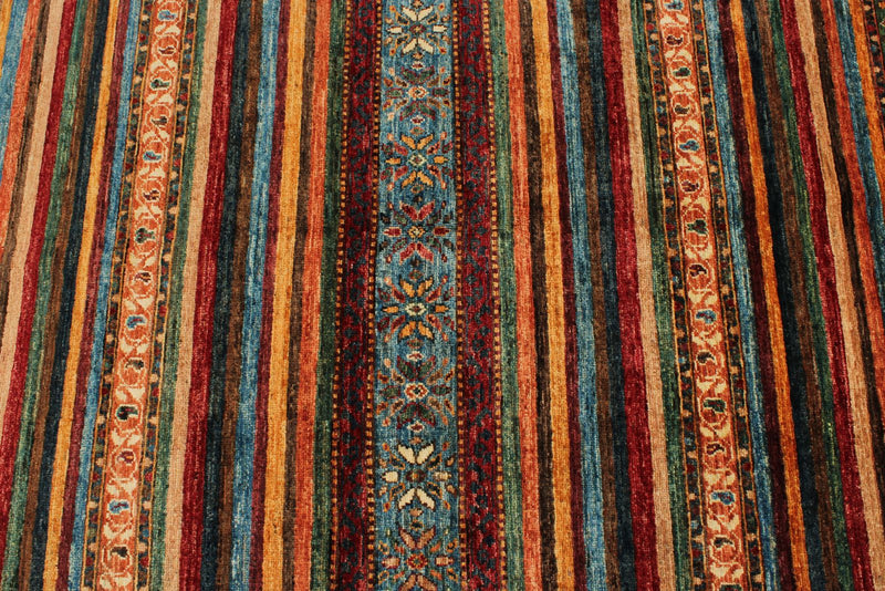 6x9 Brown and Multicolor Tribal Rug