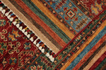 6x9 Brown and Multicolor Tribal Rug