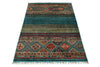 3x5 Turquoıse and Multicolor Tribal Rug