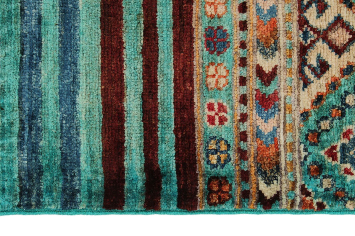 3x5 Turquoıse and Multicolor Tribal Rug