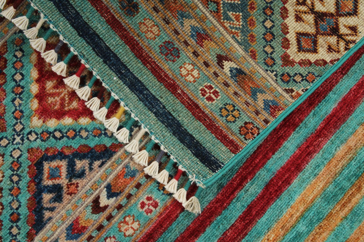 3x5 Turquoıse and Multicolor Tribal Rug
