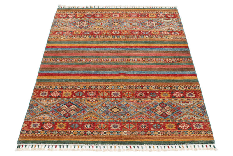 3x5 Red and Multicolor Tribal Rug