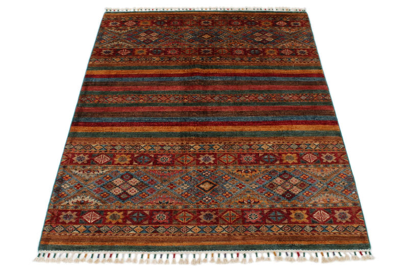 3x5 Red and Multicolor Tribal Rug