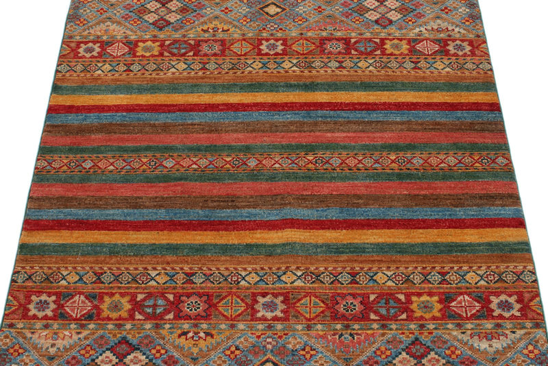 3x5 Red and Multicolor Tribal Rug