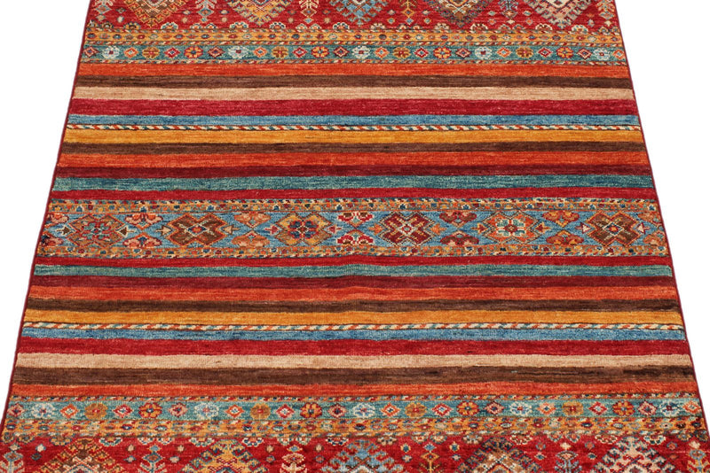 3x5 Red and Multicolor Tribal Rug