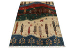 4x5 Beige and Multicolor Anatolian Traditional Rug