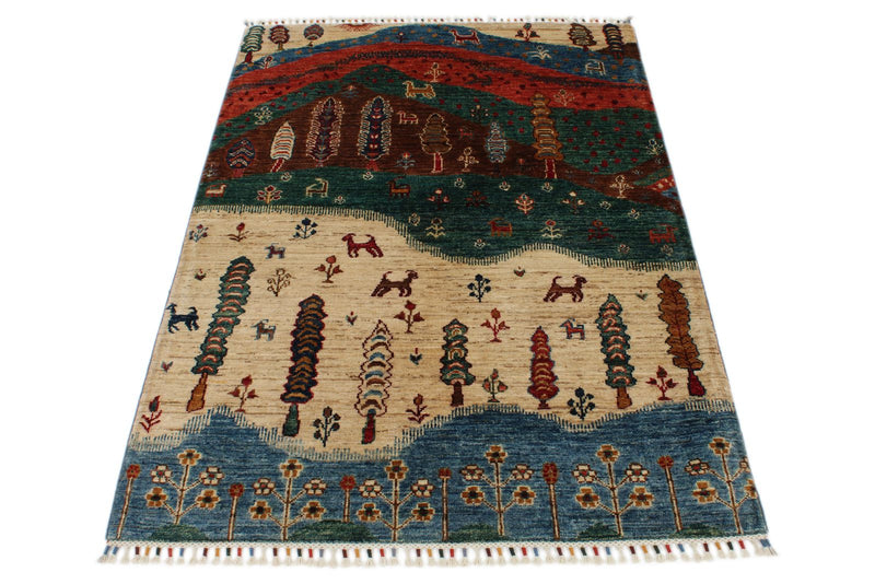 3x5 Beige and Multicolor Anatolian Traditional Rug