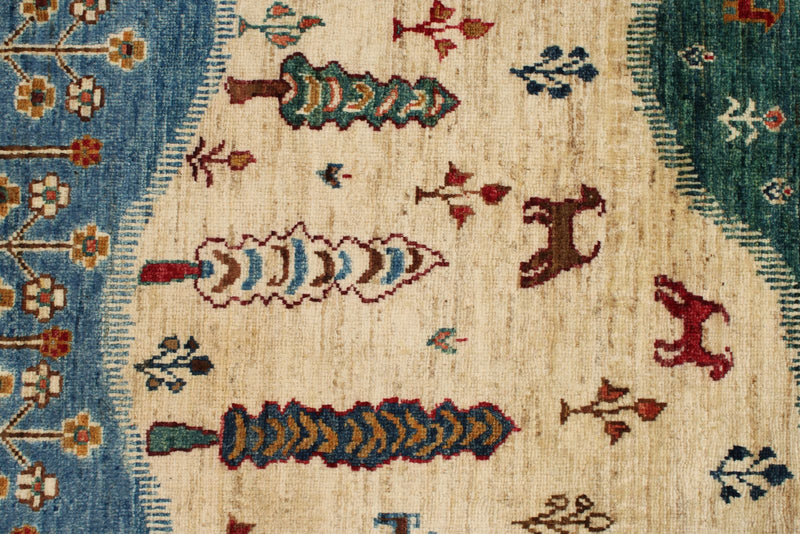 4x5 Beige and Multicolor Anatolian Traditional Rug