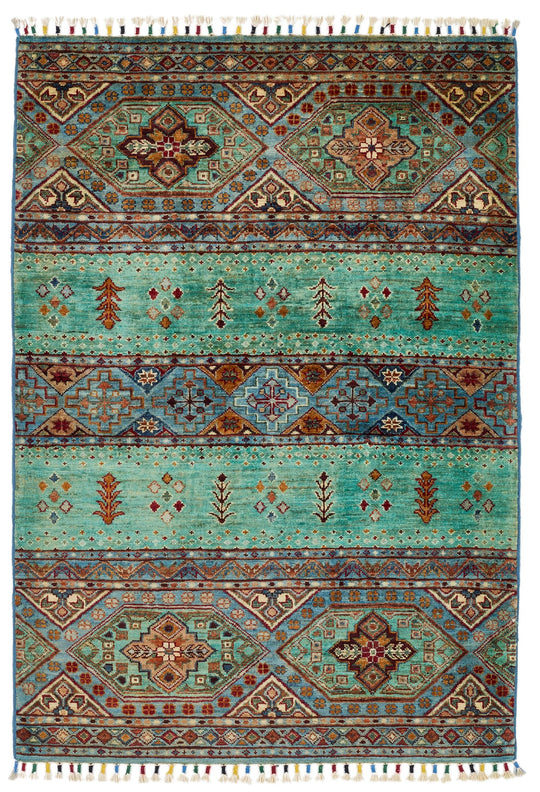 3x5 Turquoıse and Multicolor Tribal Rug